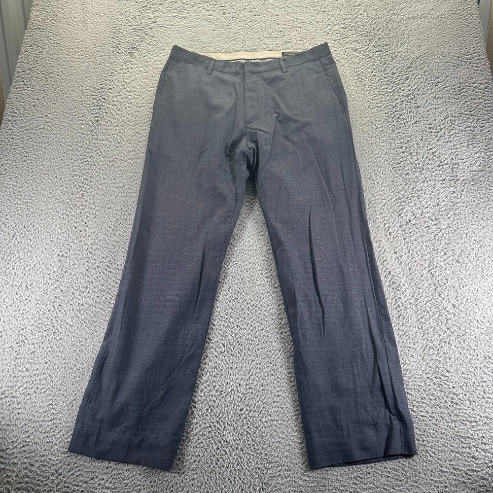 Banana Republic Pant Men 33X32 Gray Wool Dress Straight Tailored Slim Fit Formal